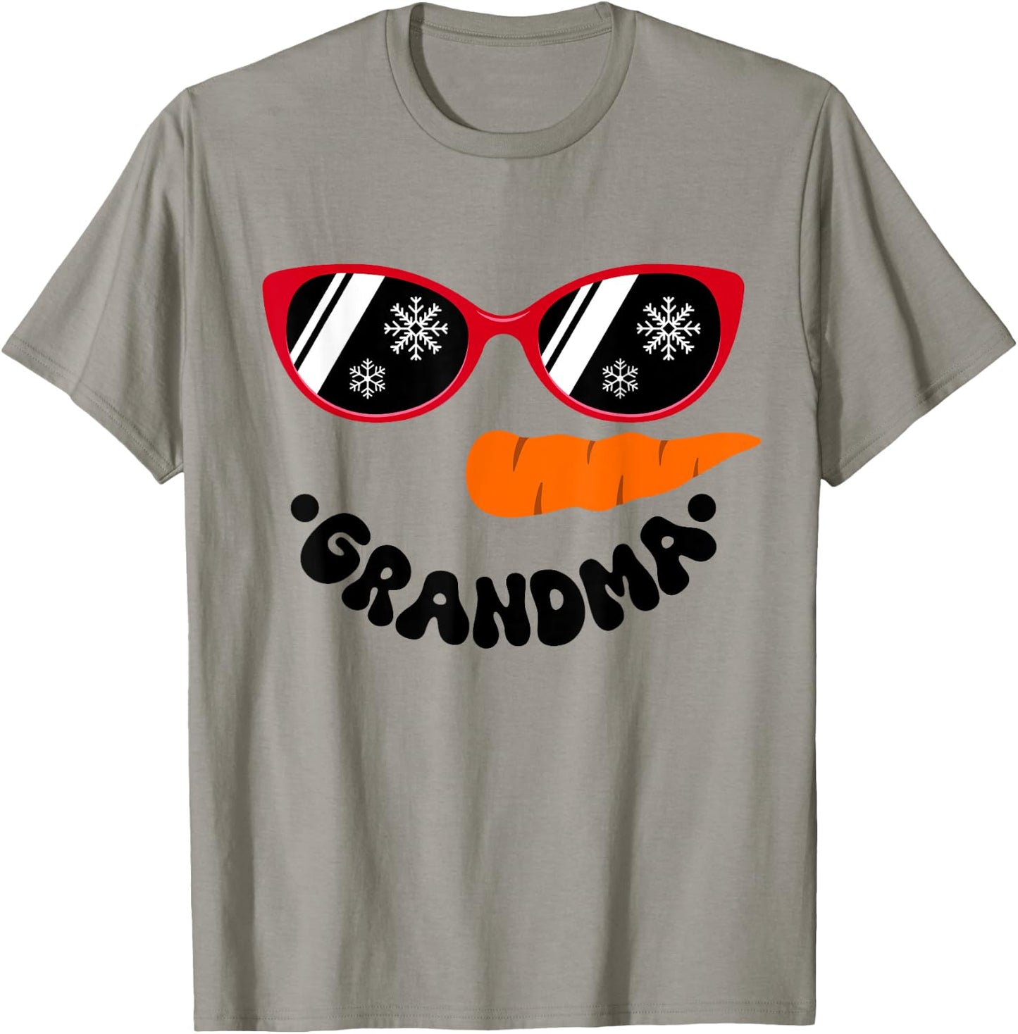 Grandma Snowman Face Funny Christmas Costume Family Matching T-Shirt - T-Shirt | Sand