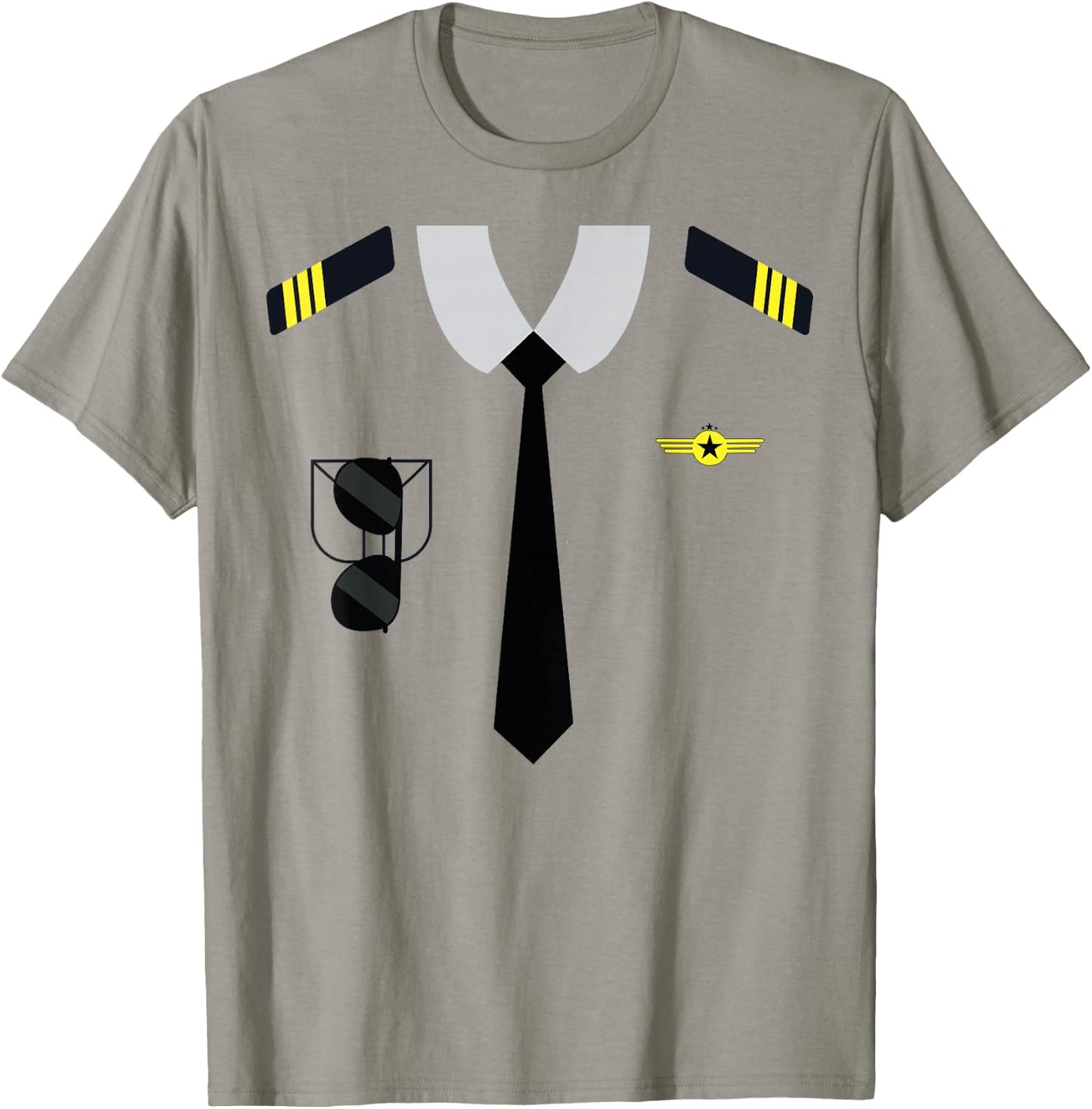 Airplane Pilot Costume Funny Aviation Uniform Men Boy Girl T-Shirt - T-Shirt | Sand