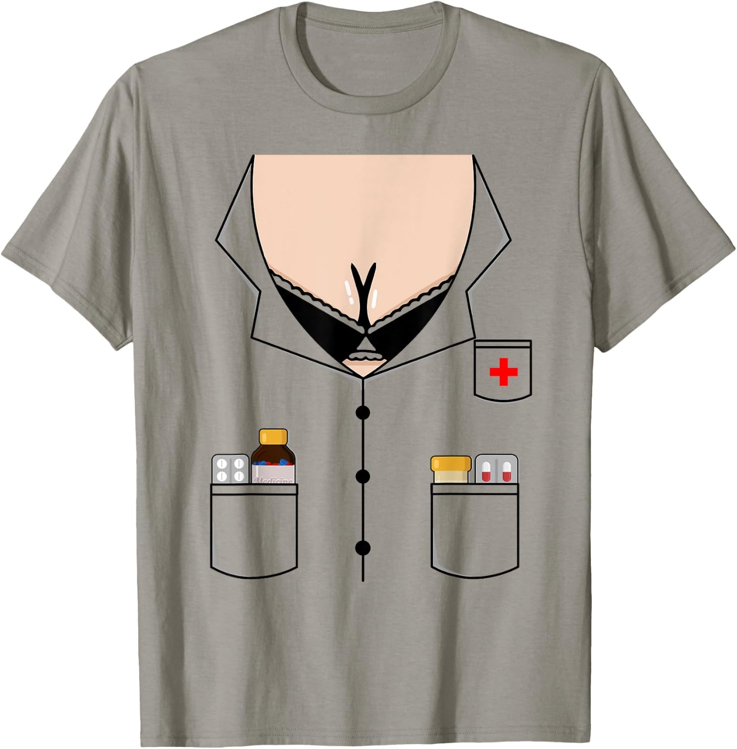 Sexy Nurse Boob Shirt Easy Halloween Costume T-Shirt - T-Shirt | Sand