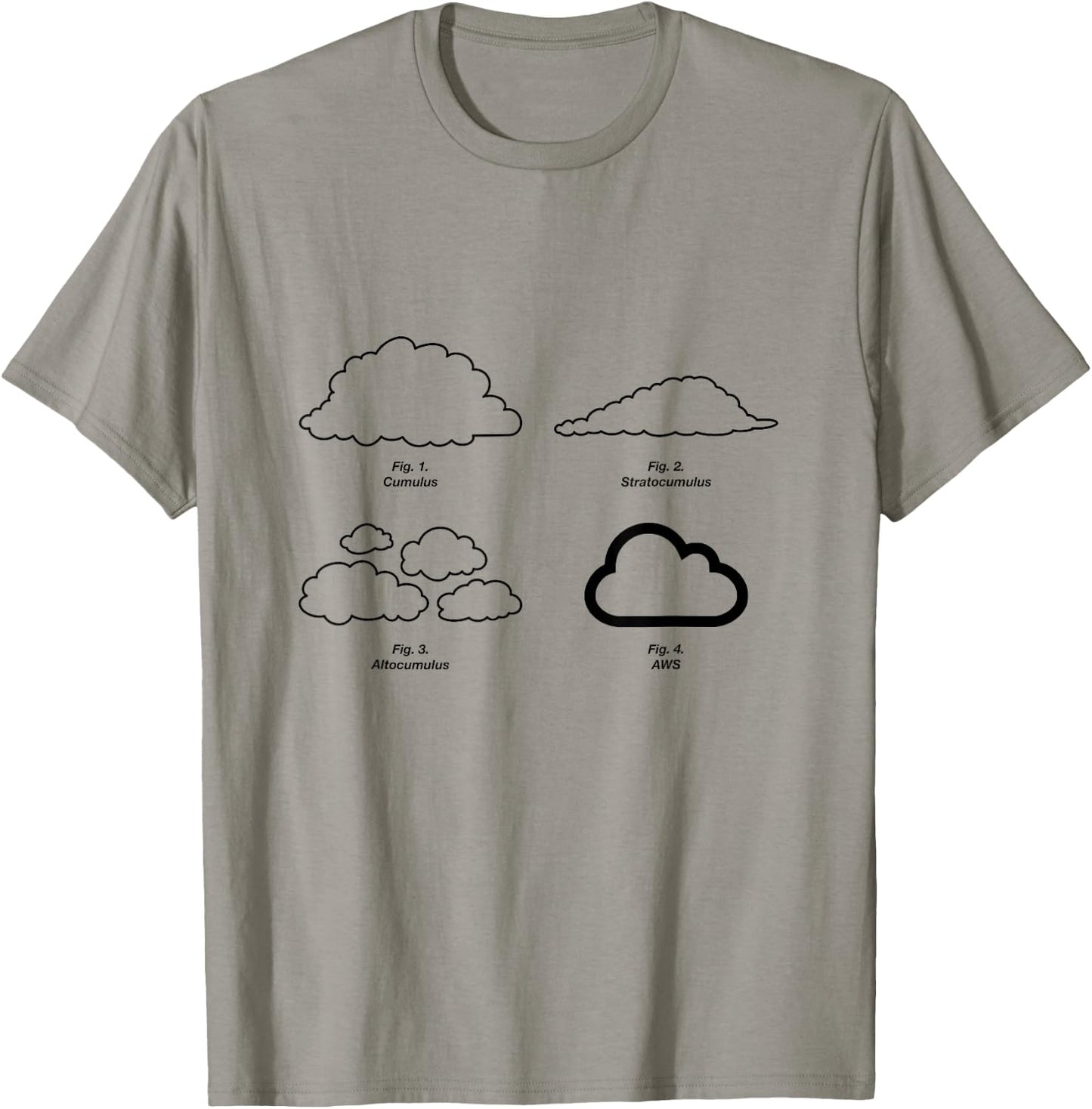Types of Clouds Diagram - Cloud Server, AWS, Science - Funny T-Shirt - T-Shirt | Sand