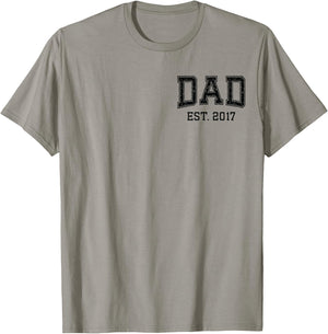 Dad Est 2017 Custom Dad Personalized Husband Father Grandpa T-Shirt - T-Shirt | Sand
