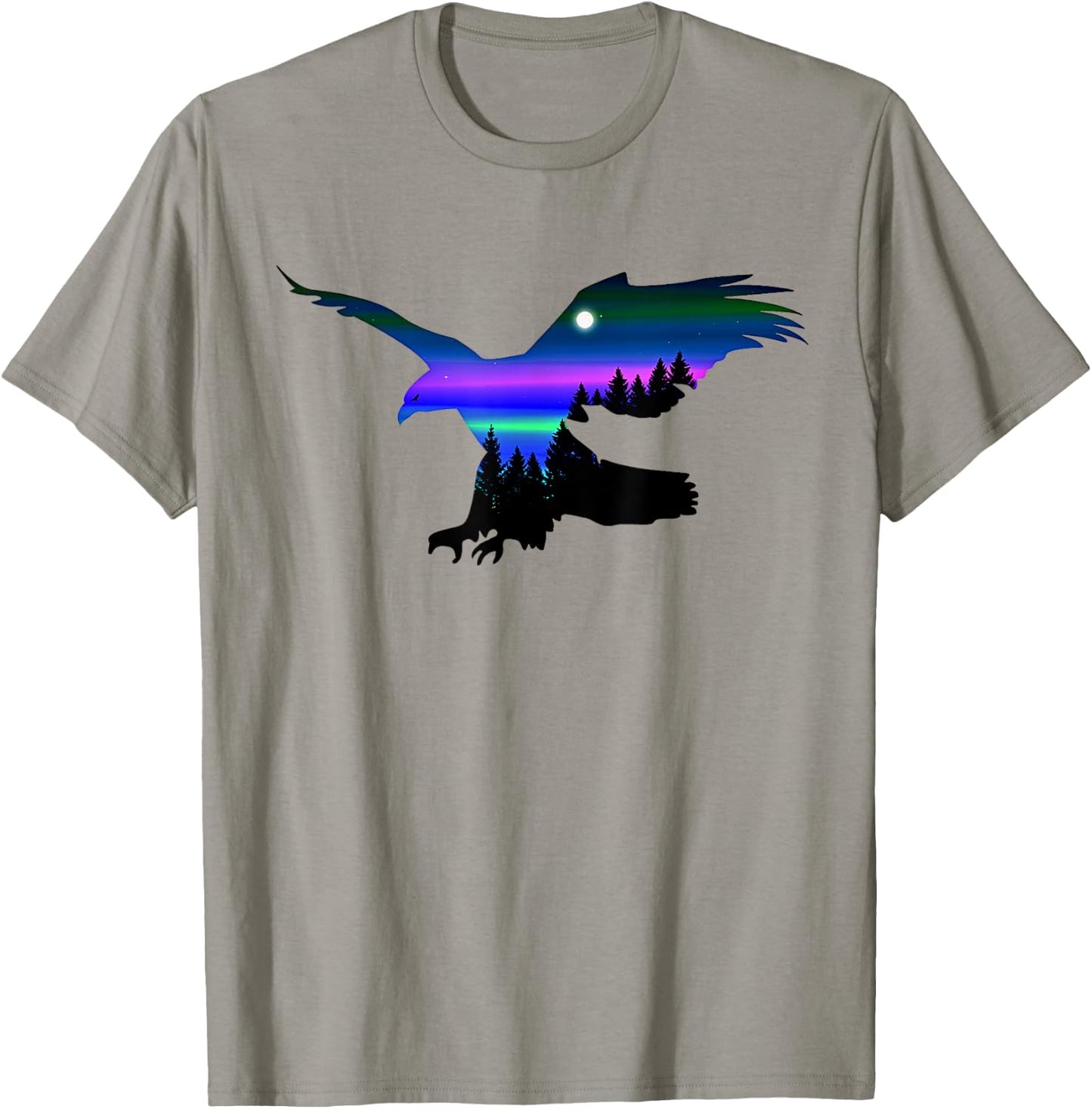 Beautiful Flying Eagle Aurora Sky Silhouette T-Shirt - T-Shirt | Sand