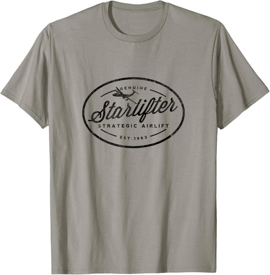 C-141 Genuine Starlifter Airlift Cargo Airplane T-Shirt - T-Shirt | Sand