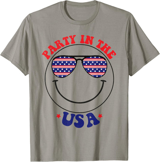Party in the USA July 4th America Flag Patriot USA T-Shirt - T-Shirt | Sand