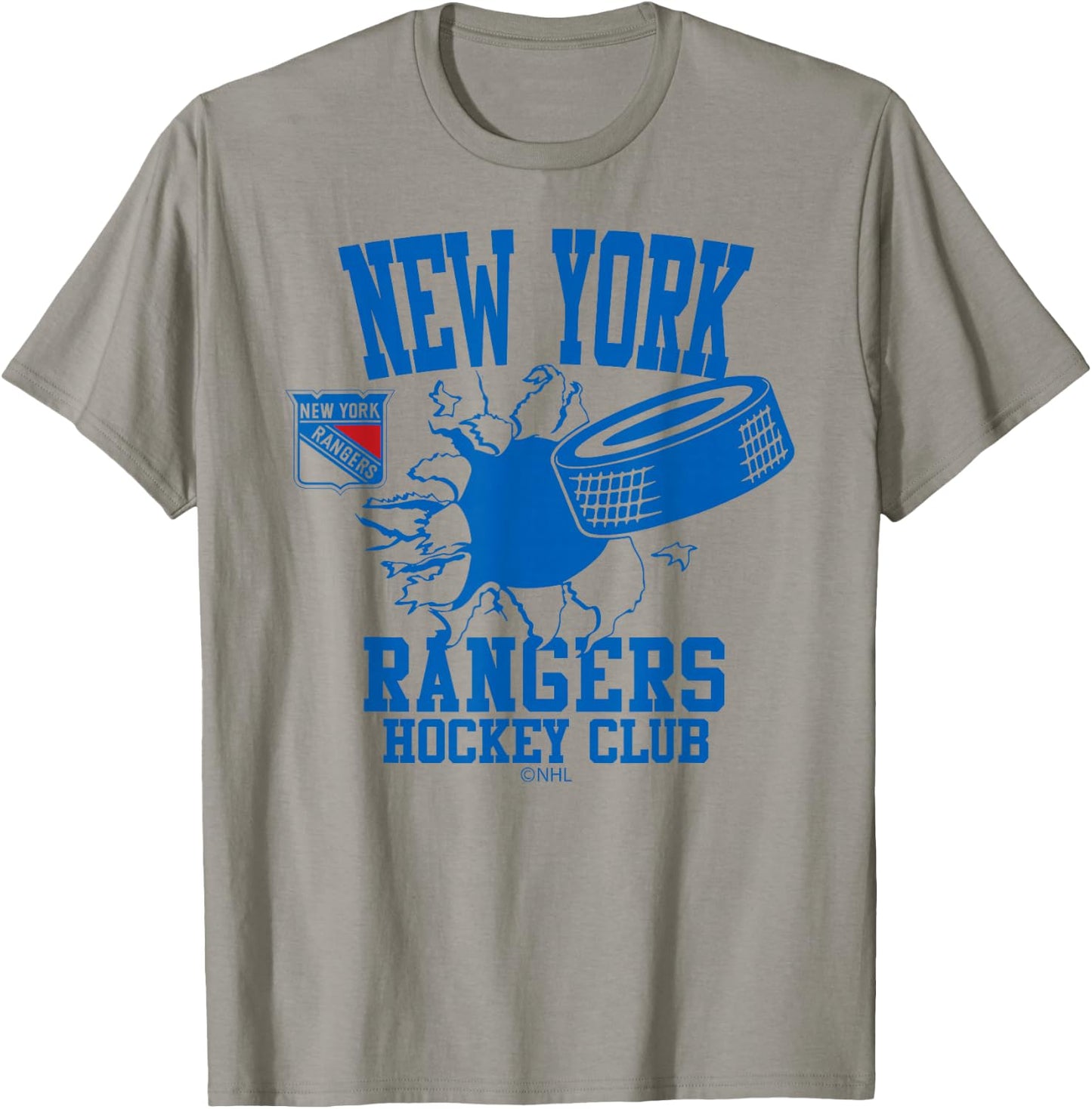New York Rangers Hockey Puck Burst White Officially Licensed T-Shirt - T-Shirt | Sand