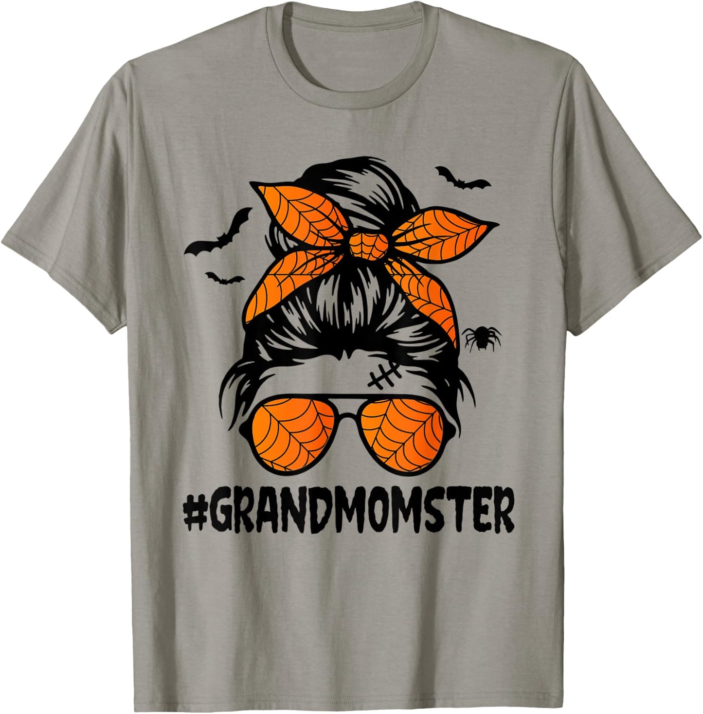 Grandmomster Shirt Women Halloween Nana Grandma Messy Bun T-Shirt - T-Shirt | Sand