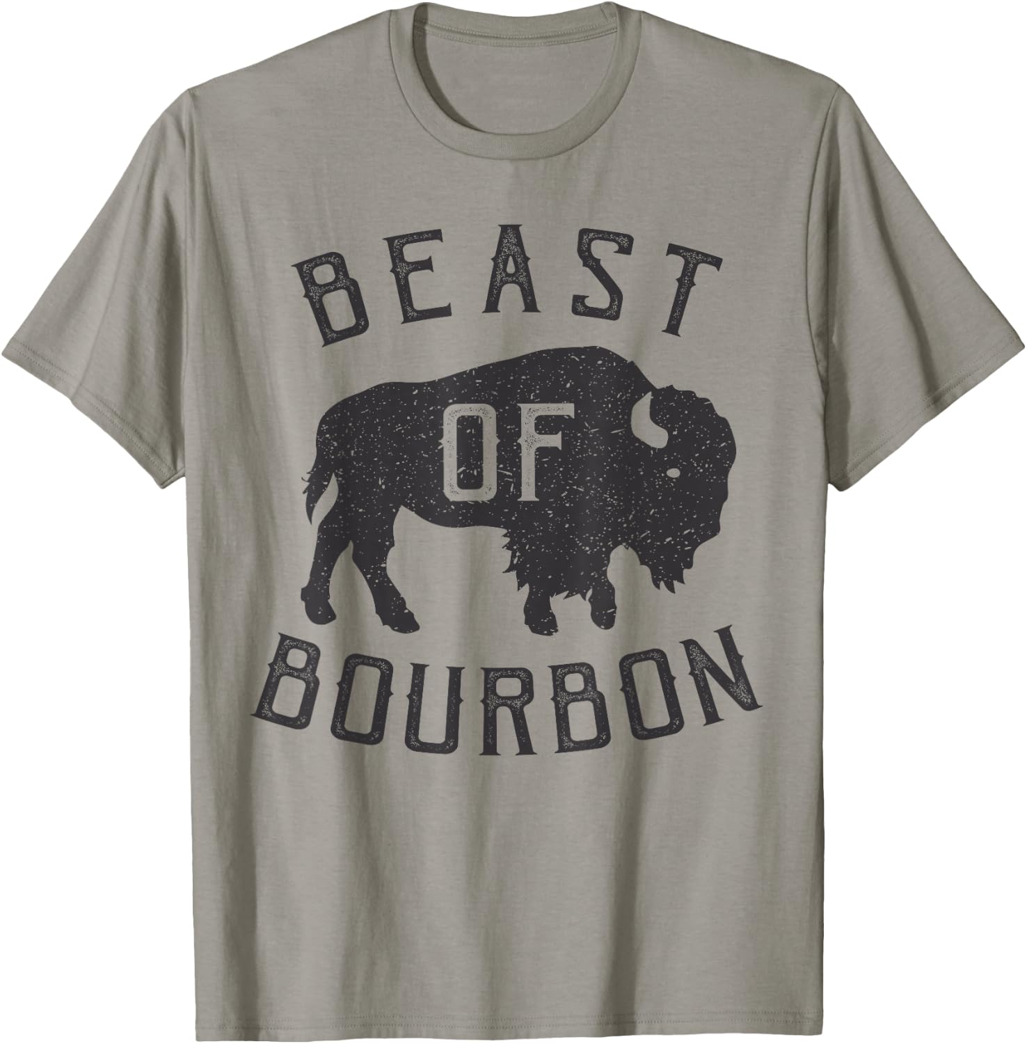 Beast of Bourbon Drinking Whiskey Design Bison Buffalo Party T-Shirt - T-Shirt | Sand