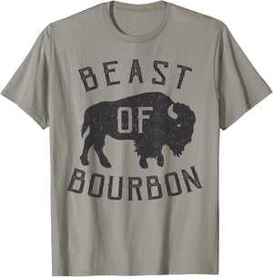 Beast of Bourbon Drinking Whiskey Design Bison Buffalo Party T-Shirt - T-Shirt | Sand