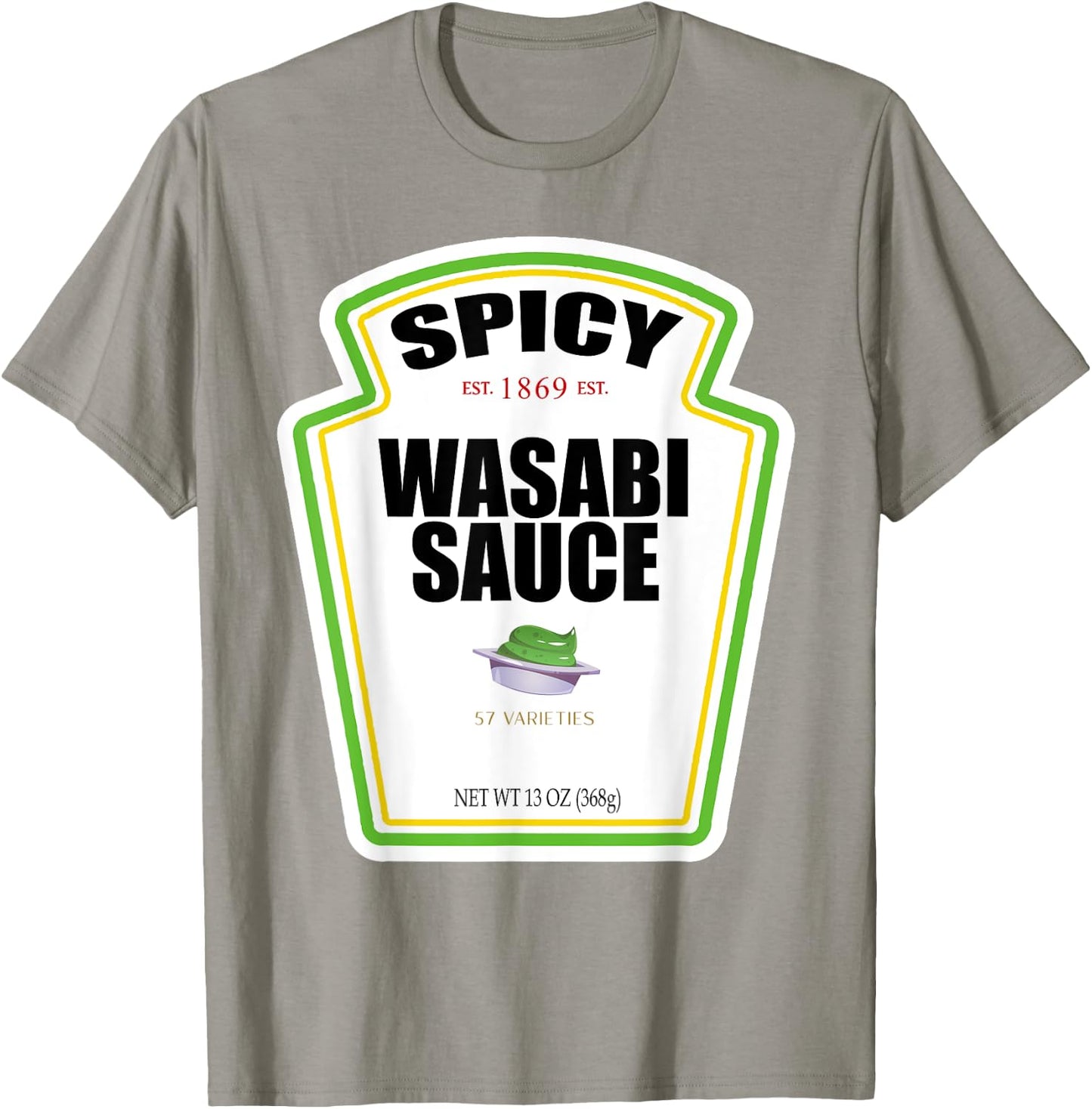 Spicy Wasabi Sauce Bottle Label Funny Halloween Costume T-Shirt - T-Shirt | Sand