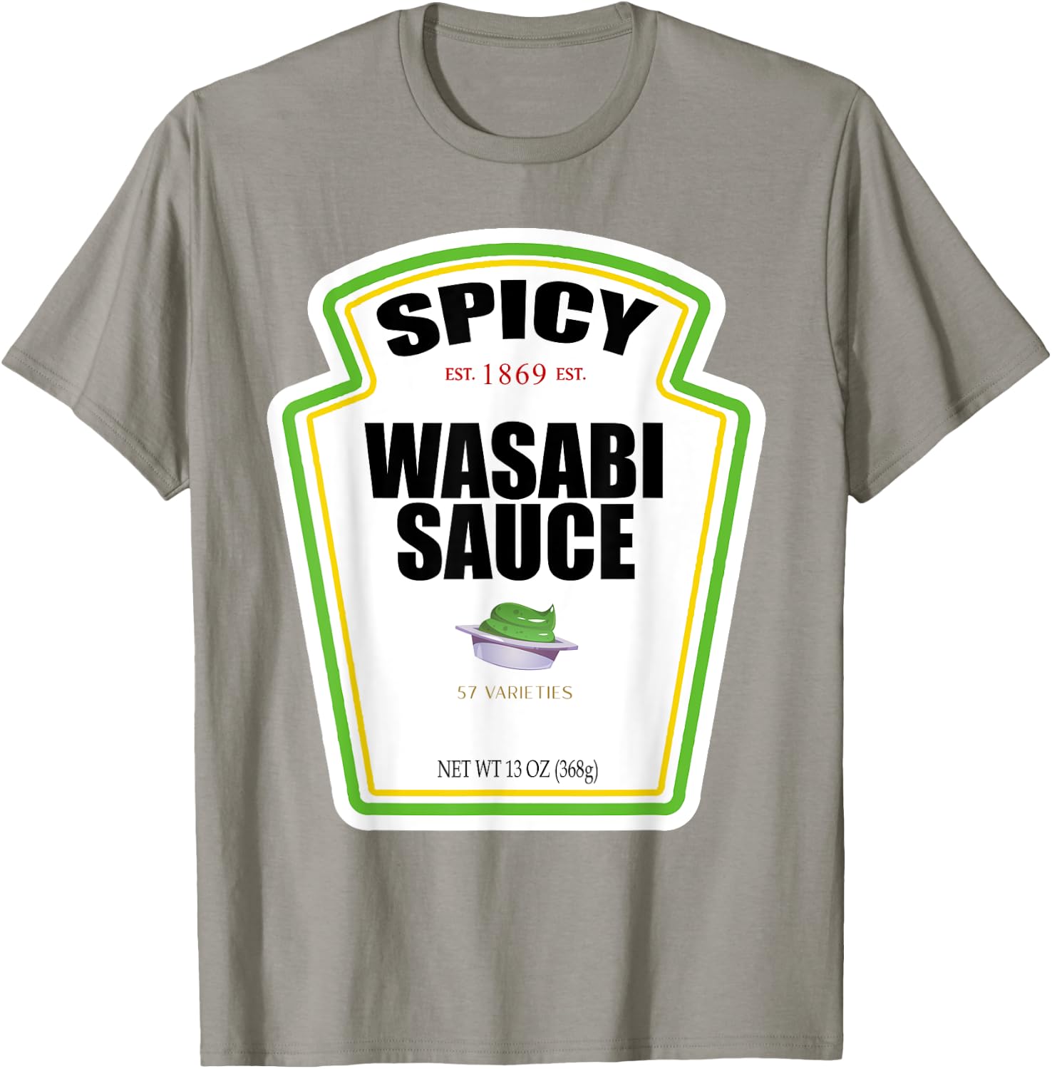 Spicy Wasabi Sauce Bottle Label Funny Halloween Costume T-Shirt - T-Shirt | Sand