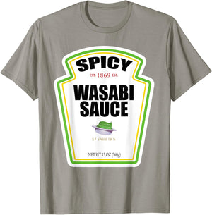 Spicy Wasabi Sauce Bottle Label Funny Halloween Costume T-Shirt - T-Shirt | Sand