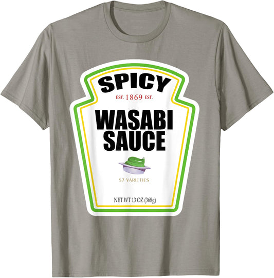 Spicy Wasabi Sauce Bottle Label Funny Halloween Costume T-Shirt - T-Shirt | Sand