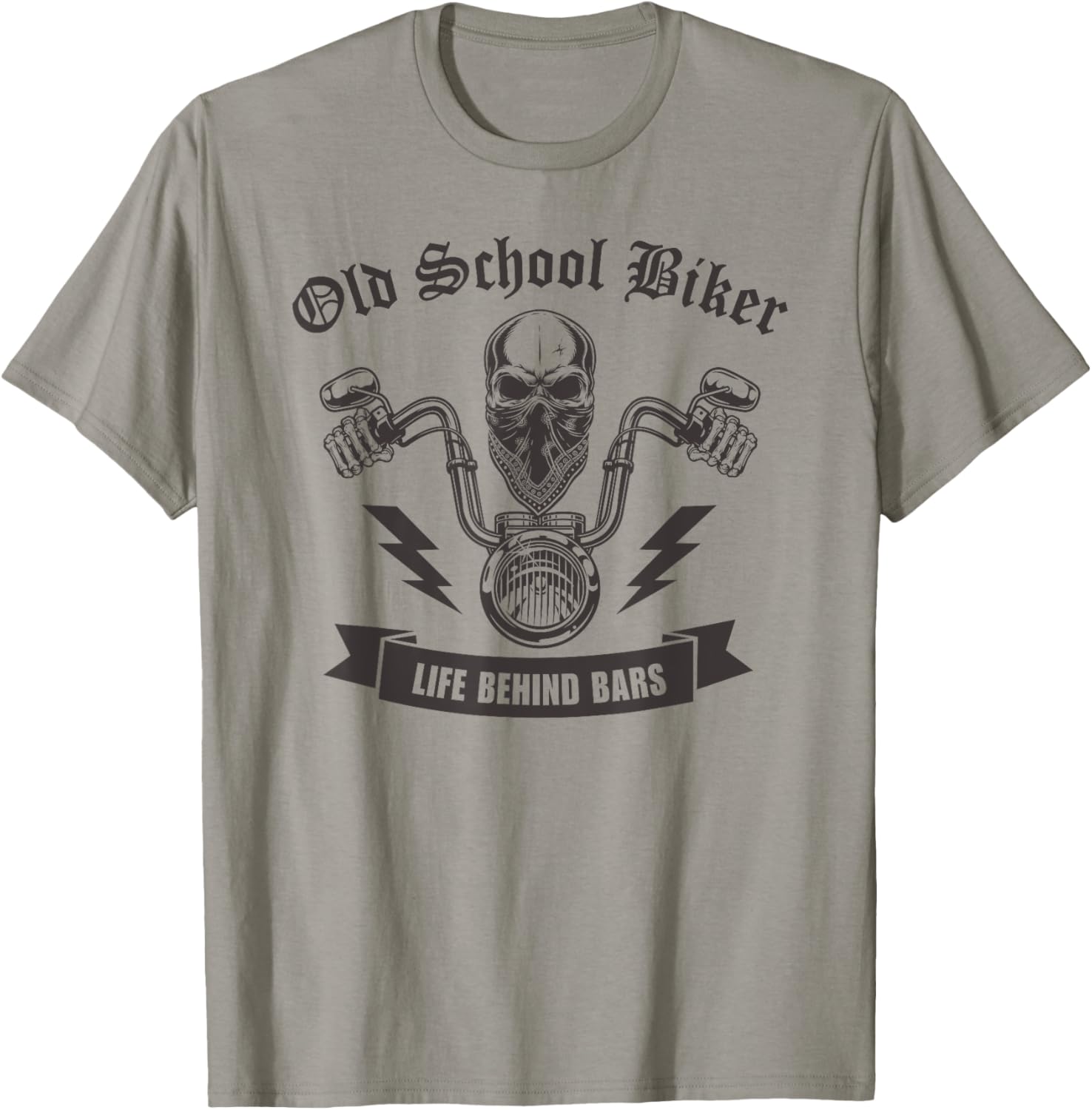 Oldschool Biker Life Behind Bars I Motorcycle Bike Skull T-Shirt - T-Shirt | Sand