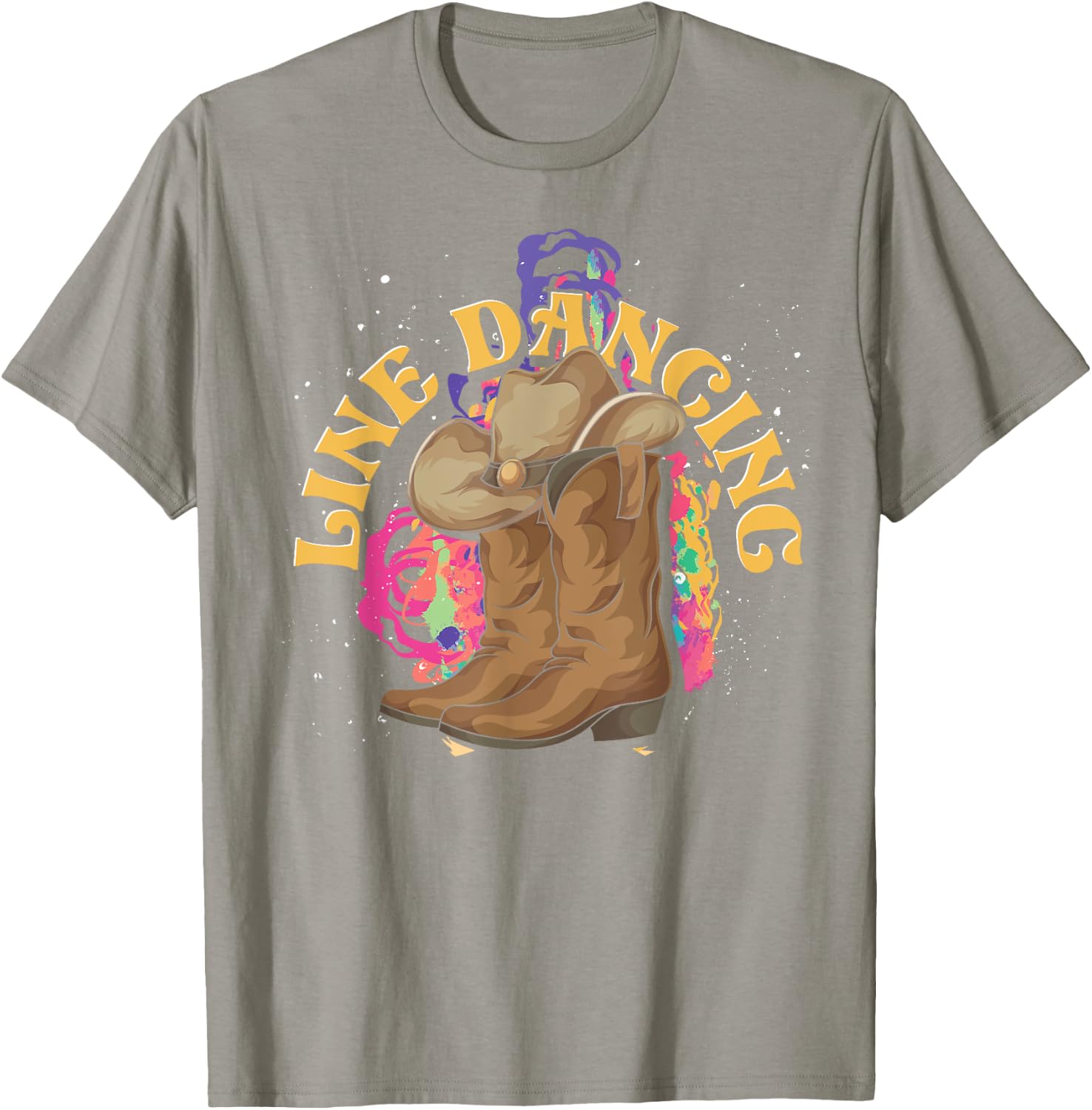 Line Dancing Cowboy Boots Hat Line Dancer Western Line Dance T-Shirt - T-Shirt | Sand