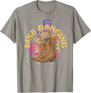 Line Dancing Cowboy Boots Hat Line Dancer Western Line Dance T-Shirt - T-Shirt | Sand