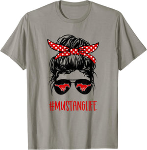 Mustang Life Messy Bun Red T-Shirt - T-Shirt | Sand