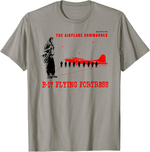 B-17 Bomber Pilot Commander WW2 Warplane B17 Flying Fortress T-Shirt - T-Shirt | Sand