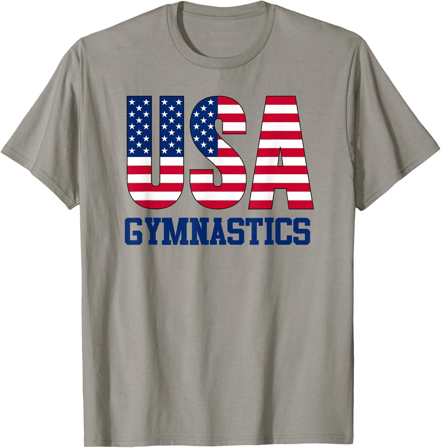 USA with American Flag Gymnastics Sports T-Shirt - T-Shirt | Sand