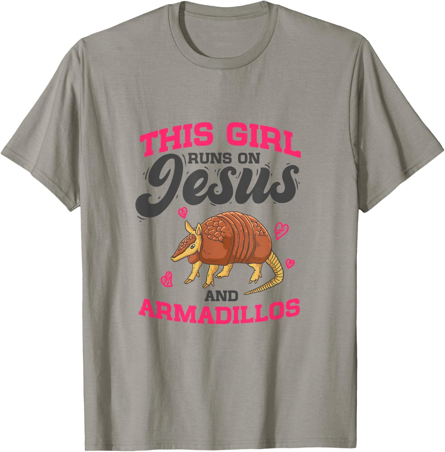 Armadillo Lover - This Girl Runs On Jesus And Armadillos T-Shirt - T-Shirt | Sand