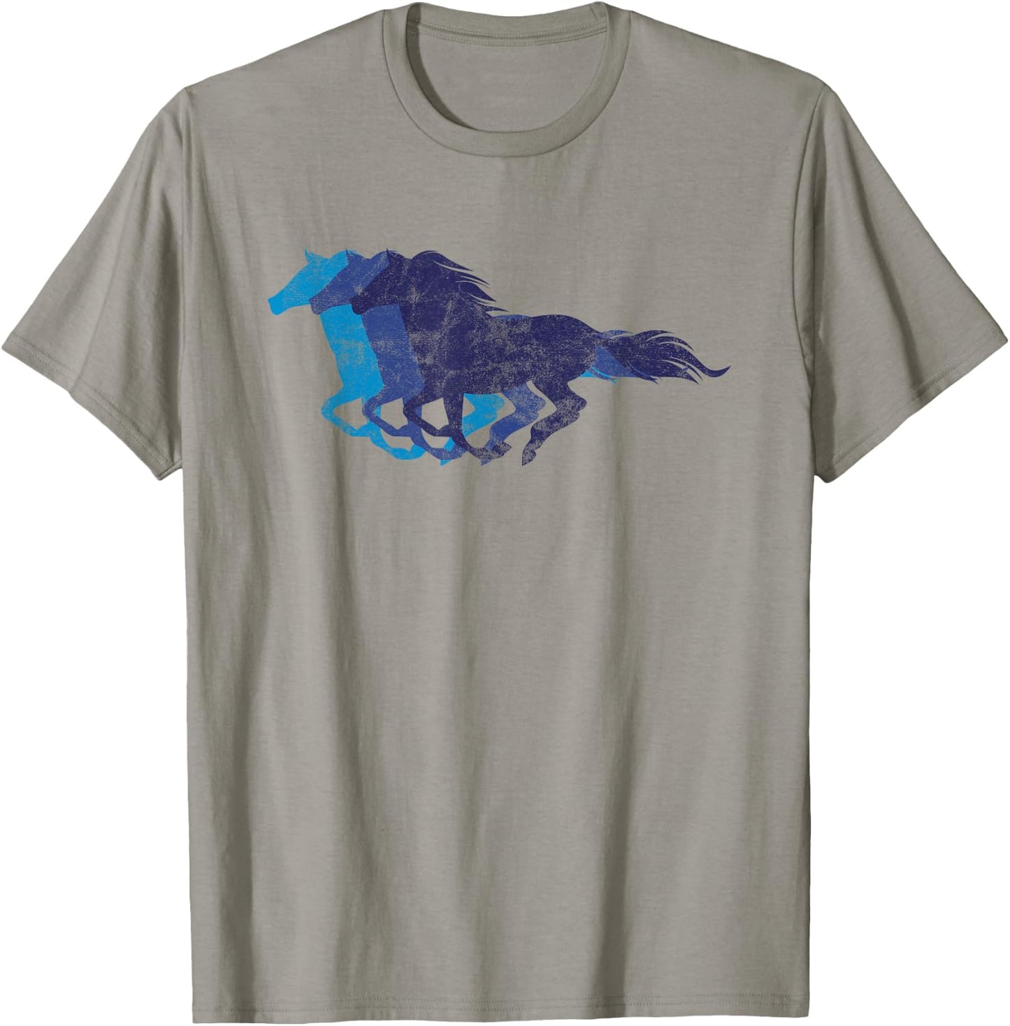 Blue Horse Racing Silhouette Shirt Equitation T-Shirt - T-Shirt | Sand