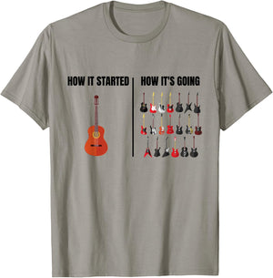 How It Started How It’s Going Funny Guitar Player Guitarist T-Shirt - T-Shirt | Sand