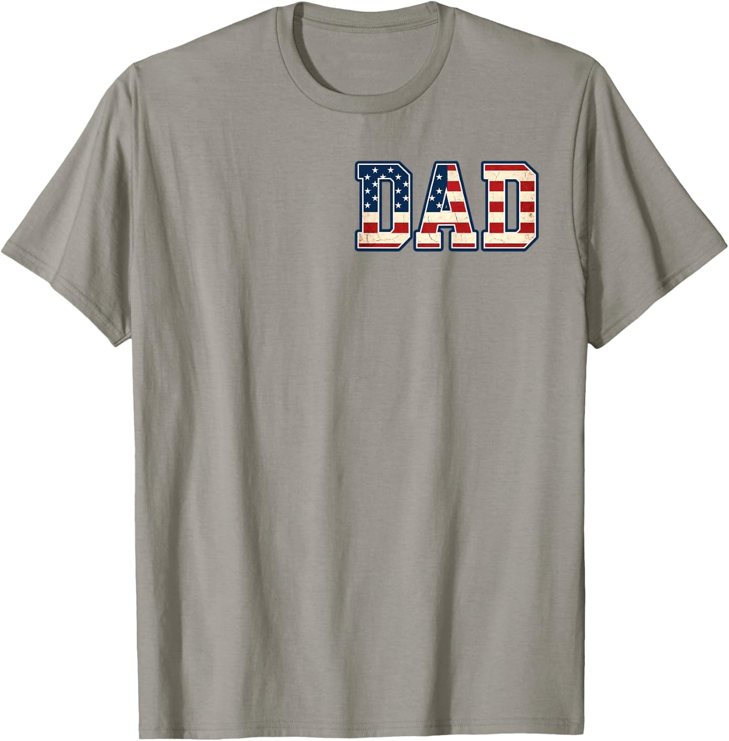 (2 Sides) Distressed Best Dad Ever American Flag Fathers Day T-Shirt - T-Shirt | Sand