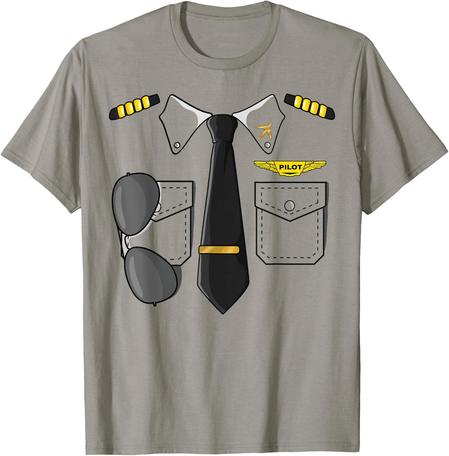 Airplane Airline Pilot Costume Kids Dress Up Halloween T-Shirt - T-Shirt | Sand