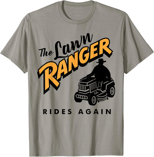Funny Lawn Mower Cowboy Lawn Ranger Yard Work Lawn Tractor T-Shirt - T-Shirt | Sand