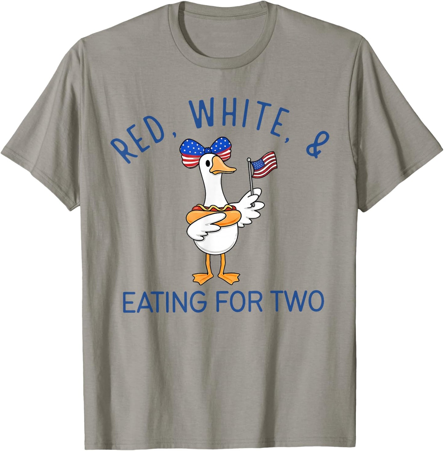 Red White & Eating for Two Funny Pregnancy Goose 4th of July T-Shirt - T-Shirt | Sand