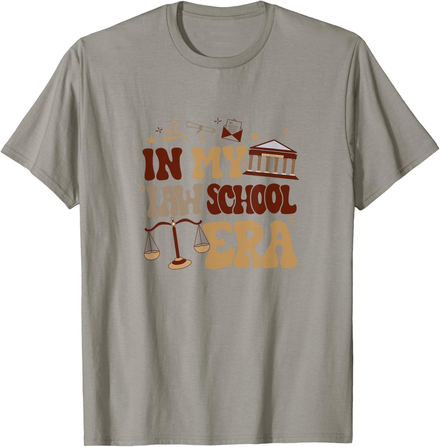 In My Law School Era Groovy Future Lawyer Student School T-Shirt - T-Shirt | Sand