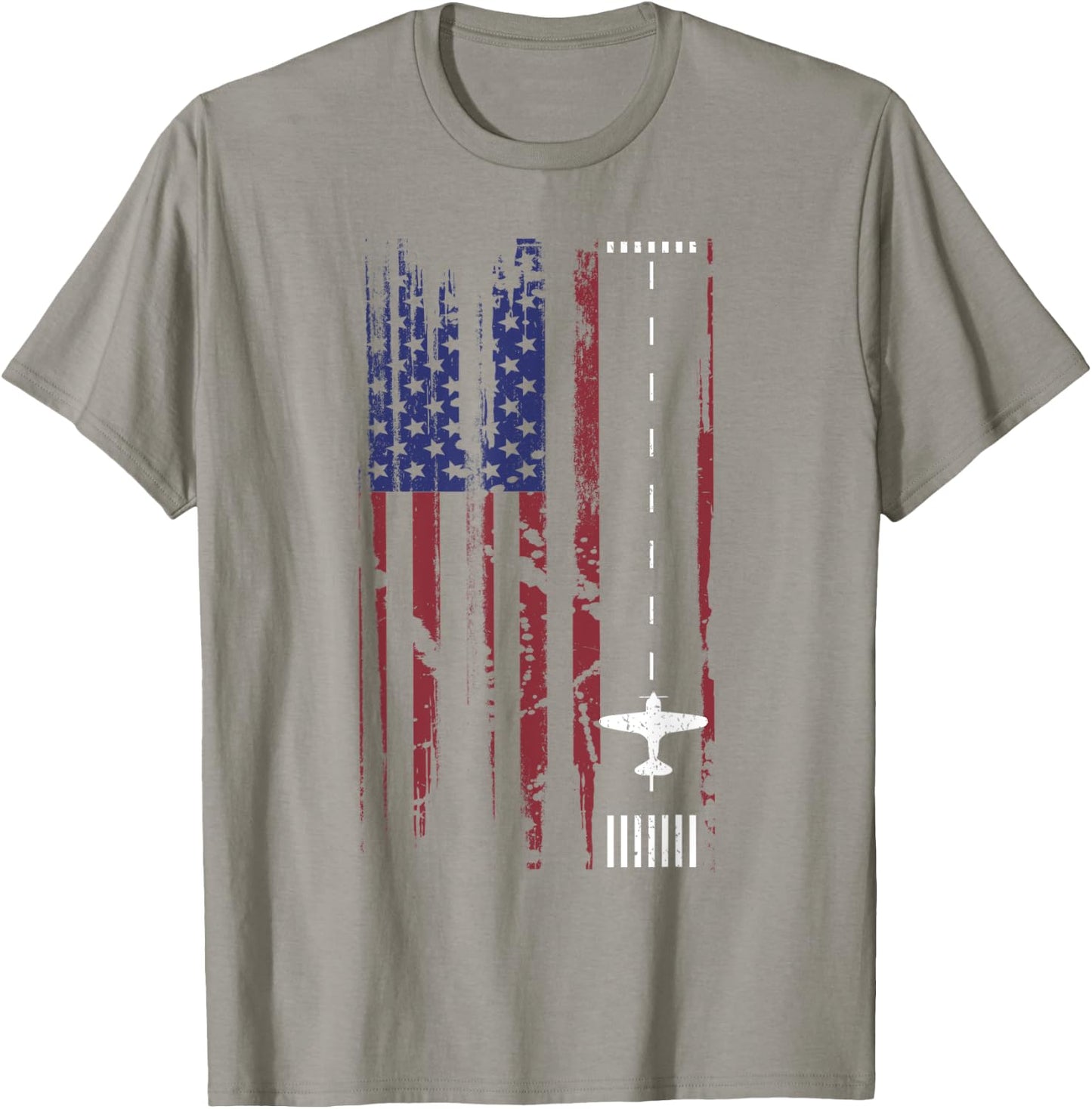 Plane Landing Strip In US Flag Shirt | Cute 4th of July Gift Kids Men T-Shirt - T-Shirt | Sand