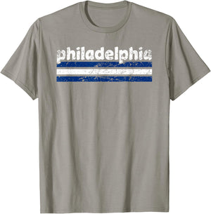 Philadelphia Pennsylvania Three Stripe Vintage Weathered T-Shirt - T-Shirt | Sand