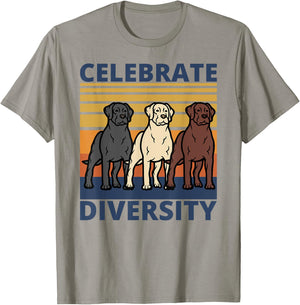 Black Yellow Chocolate Lab Celebrate Diversity Labrador T-Shirt - T-Shirt | Sand
