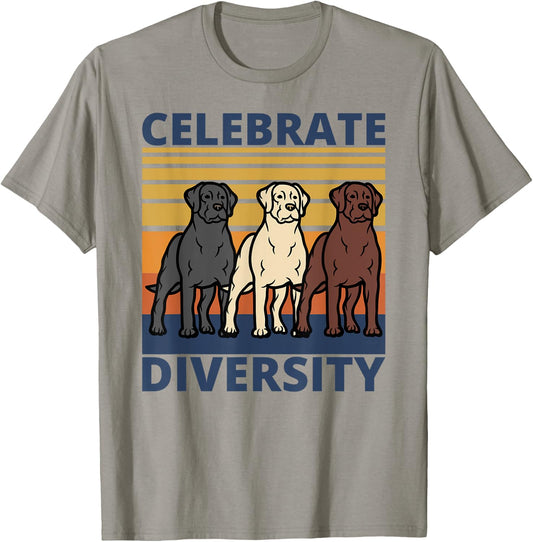 Black Yellow Chocolate Lab Celebrate Diversity Labrador T-Shirt - T-Shirt | Sand