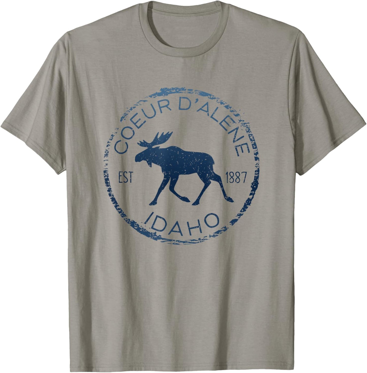 Coeur d'Alene Idaho Weathered Moose Design Souvenir T-Shirt - T-Shirt | Sand