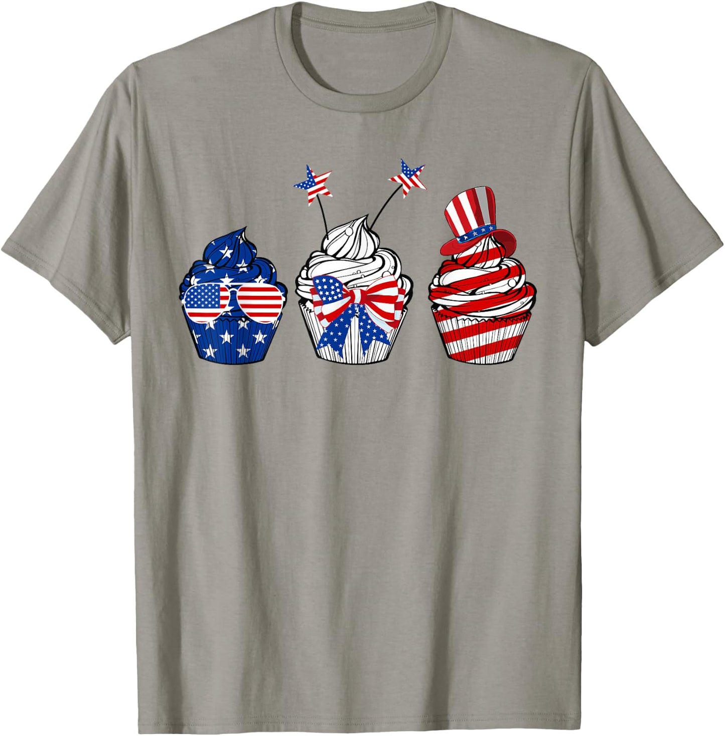 Red White Blue Cupcake Baking Lover 4th Of July Gifts T-Shirt - T-Shirt | Sand