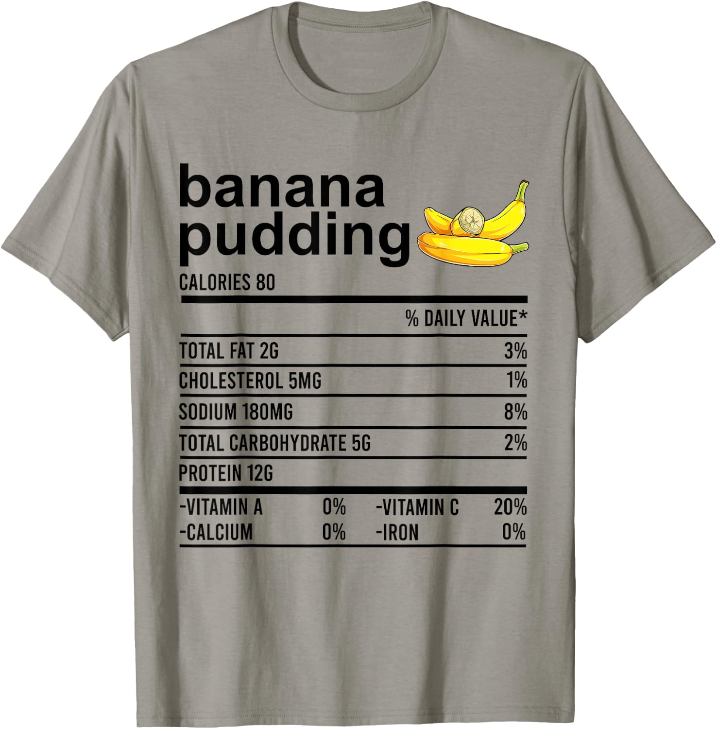 Funny Thanksgiving Shirt Banana Pudding Nutrition Facts Food T-Shirt - T-Shirt | Sand