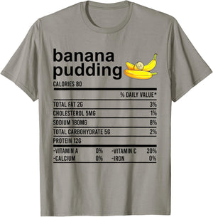 Funny Thanksgiving Shirt Banana Pudding Nutrition Facts Food T-Shirt - T-Shirt | Sand