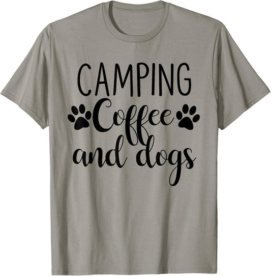 Camping Coffee And Dogs T-Shirt - T-Shirt | Sand