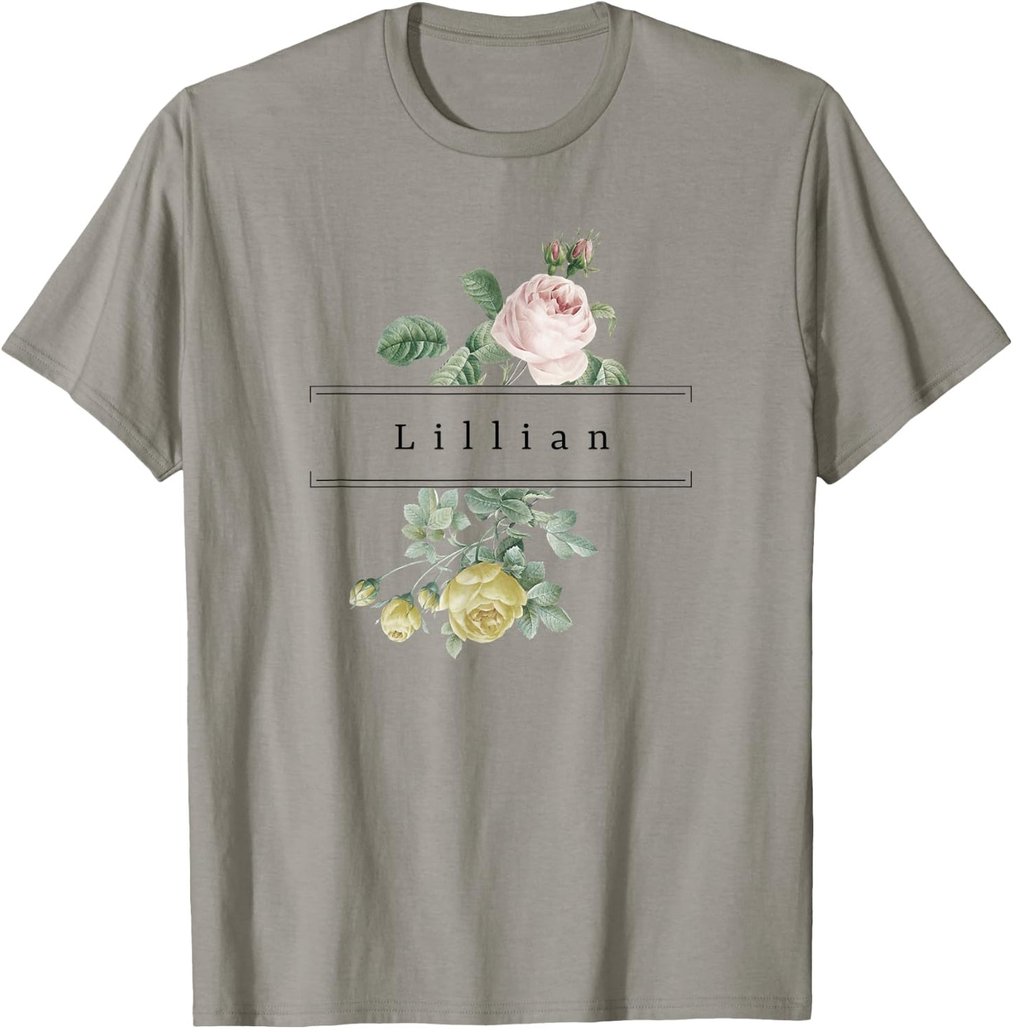 Lillian First Name Vintage Roses Wedding Shower Lillian T-Shirt - T-Shirt | Sand