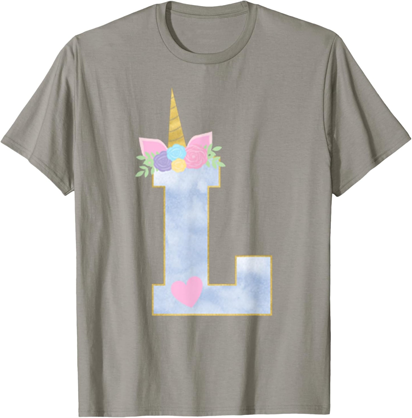 Initial L Unicorn Alphabet Letter for Girls T-Shirt - T-Shirt | Sand