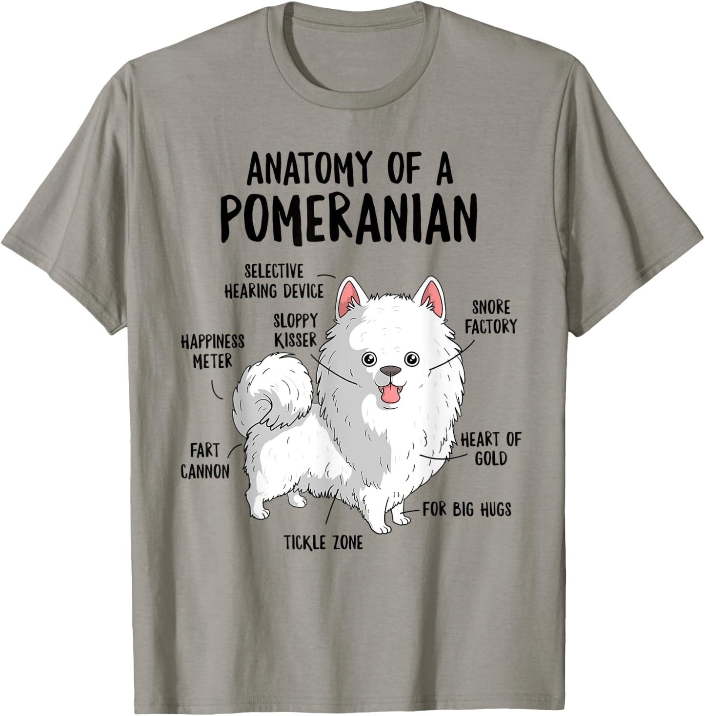 Anatomy of A Pomeranian Dog Owner Pom Puppy Funny Cute T-Shirt - T-Shirt | Sand