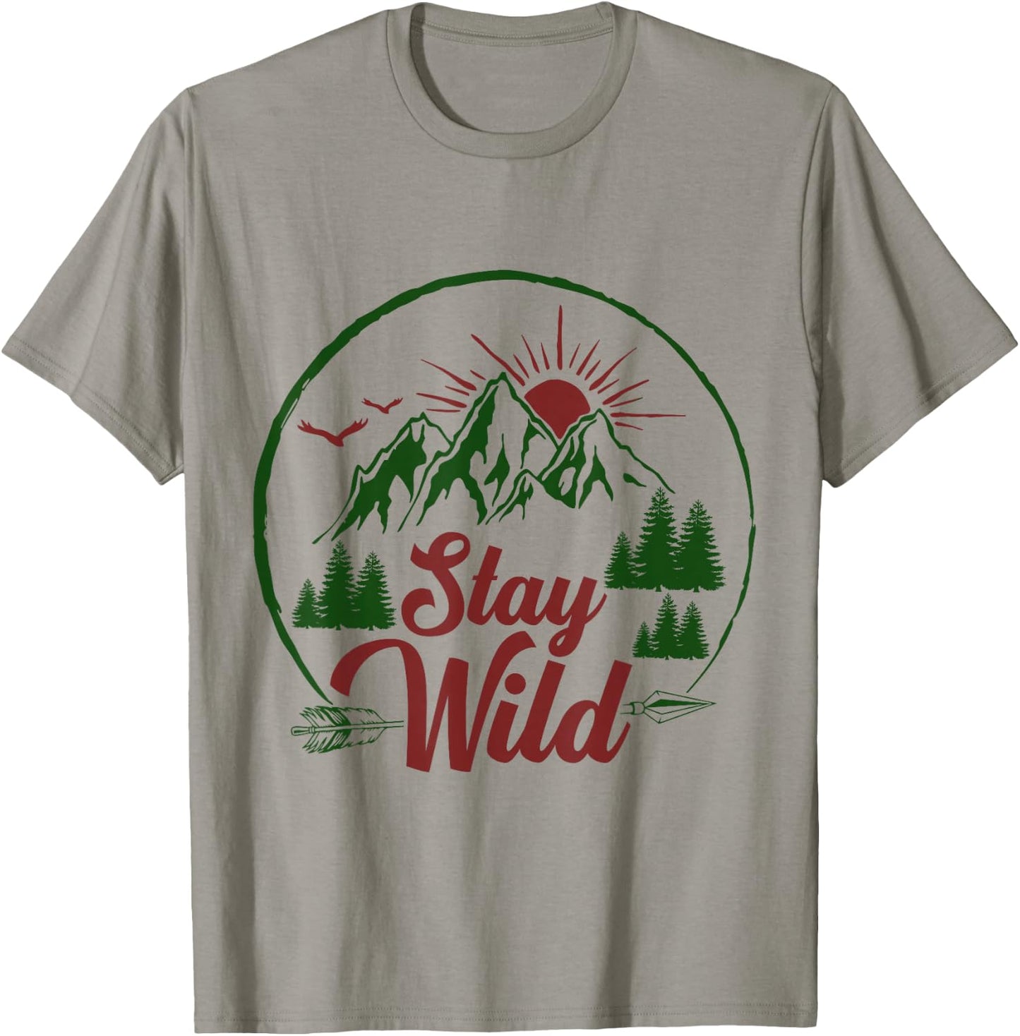 Stay Wild Men and Women Hikers, Campers and Outdoor Lovers T-Shirt - T-Shirt | Sand