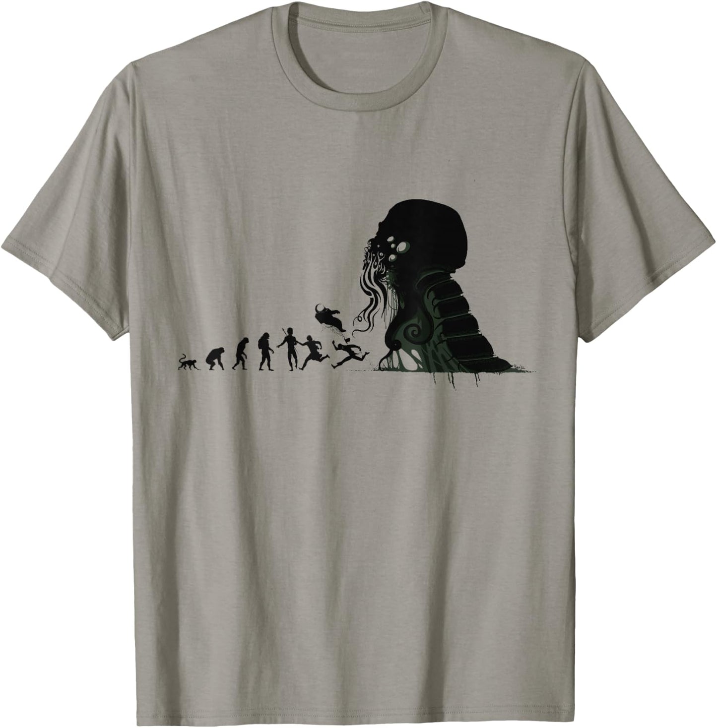 Call of Cthulhu Lovecraftian Evolution Sci-Fi Necronomicon T-Shirt - T-Shirt | Sand