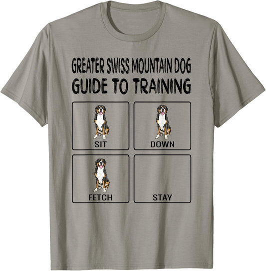 Greater Swiss Mountain Dog Guide To Training Dog Obedience Men Women Girls Kids T-Shirt - T-Shirt | Sand