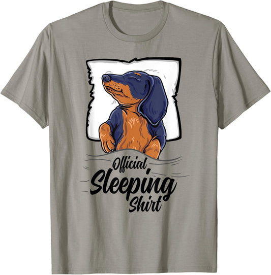 official sleeping Shirt cute dachshund dog sleep nightgown Men Women Kids T-Shirt - T-Shirt | Sand
