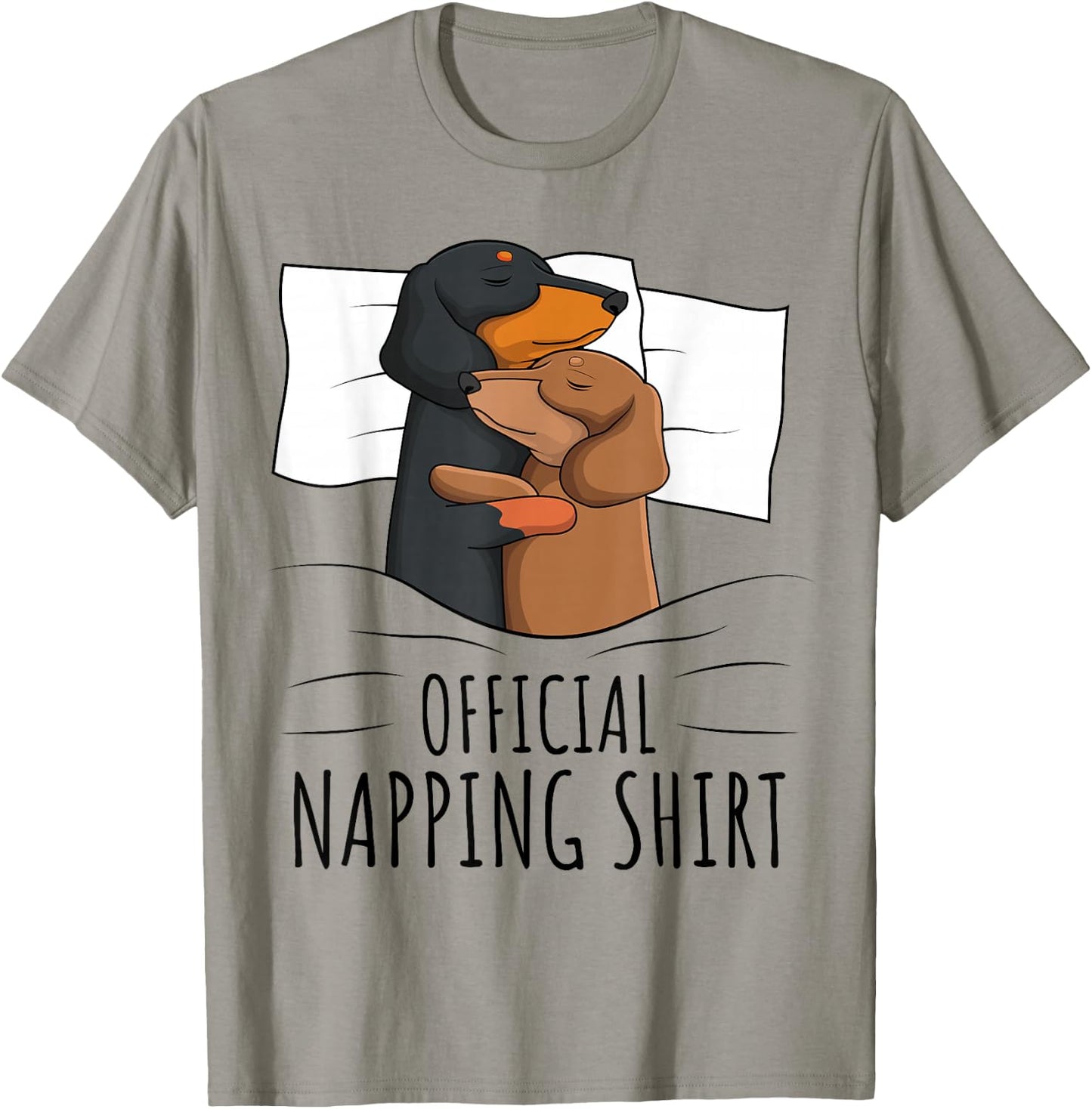 Sleeping Dachshund Dog Lover Weiner Dog Official Napping T-Shirt - T-Shirt | Sand