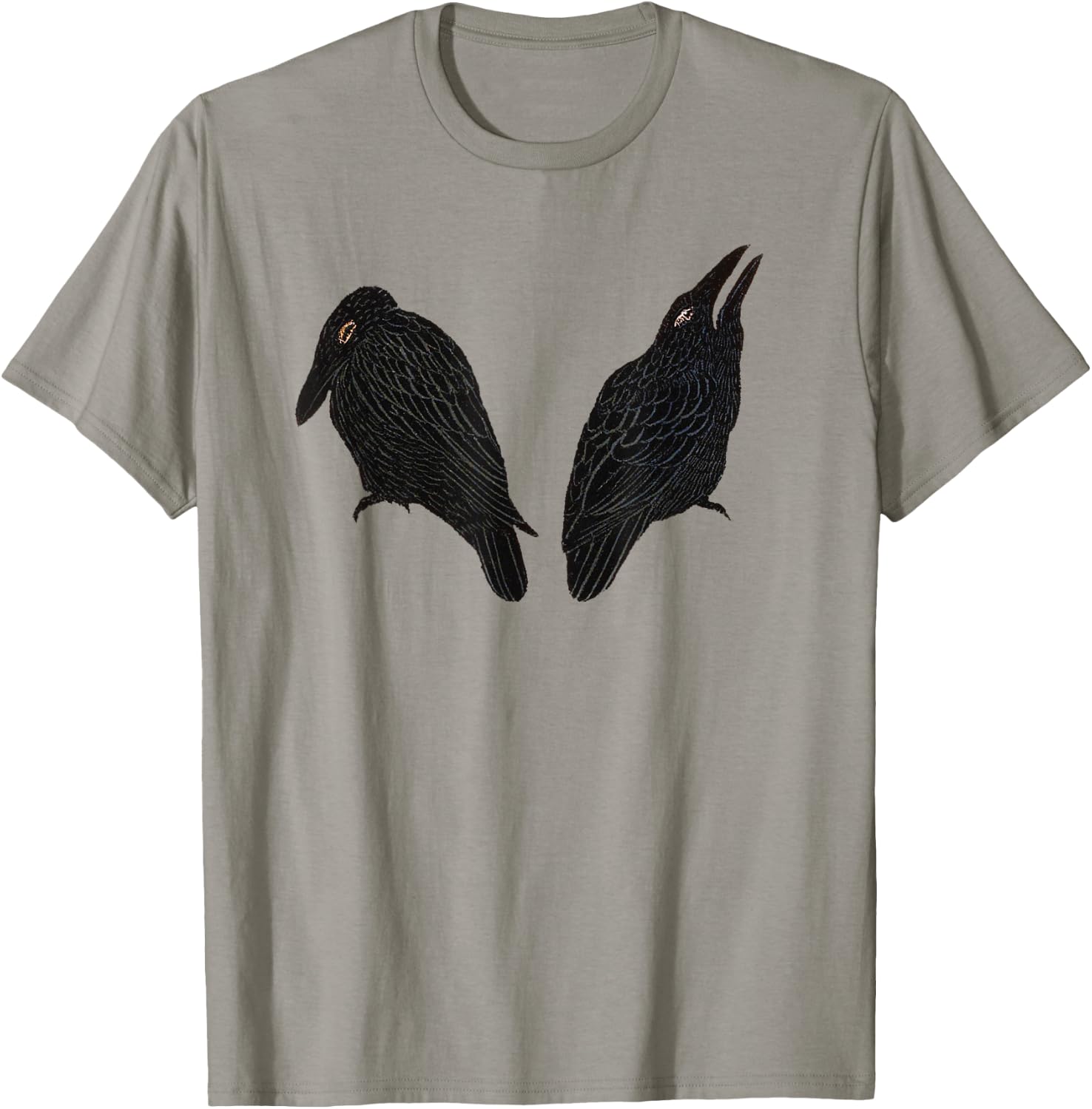 Vintage Crow & Raven Bird Illustration T-Shirt - T-Shirt | Sand