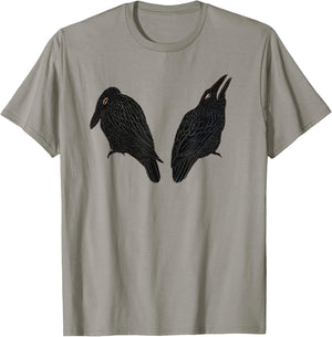 Vintage Crow & Raven Bird Illustration T-Shirt - T-Shirt | Sand