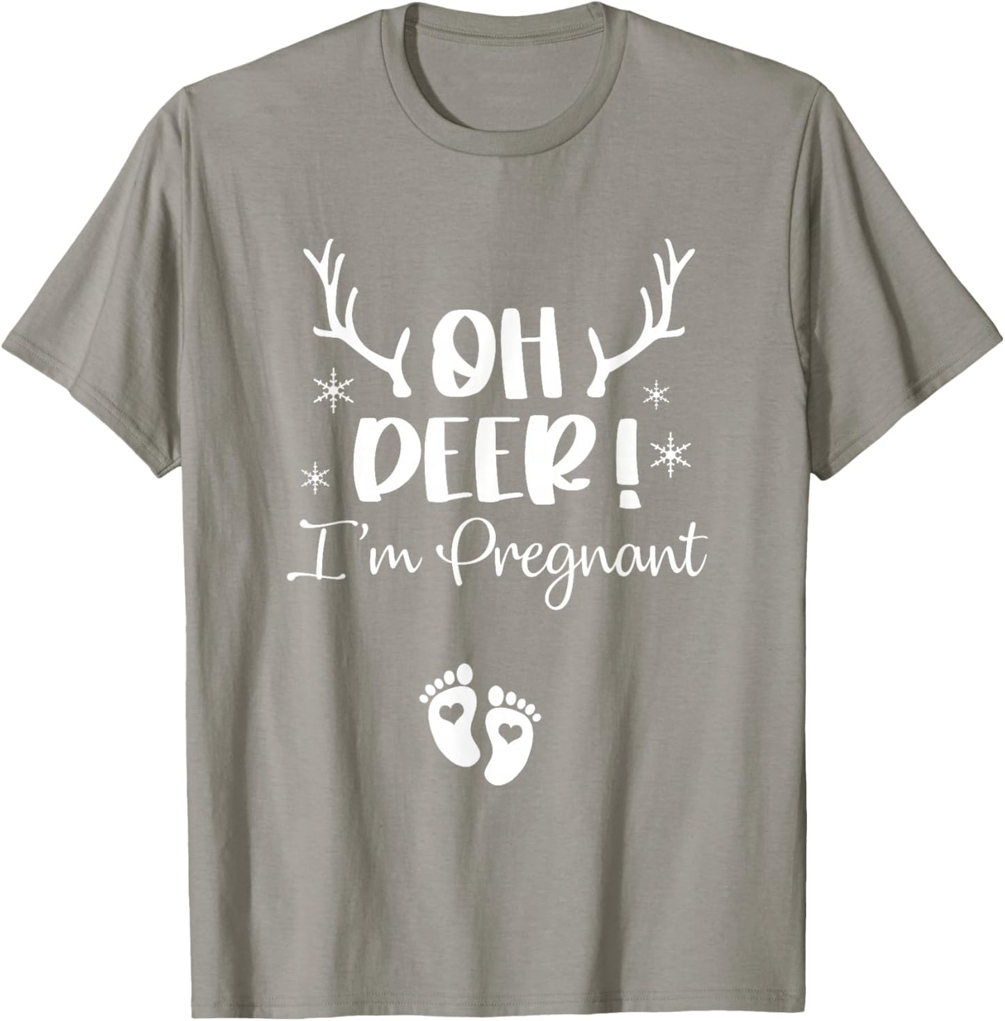 Oh Deer I'm Pregnant Couple Christmas Pregnancy Announcement T-Shirt - T-Shirt | Sand